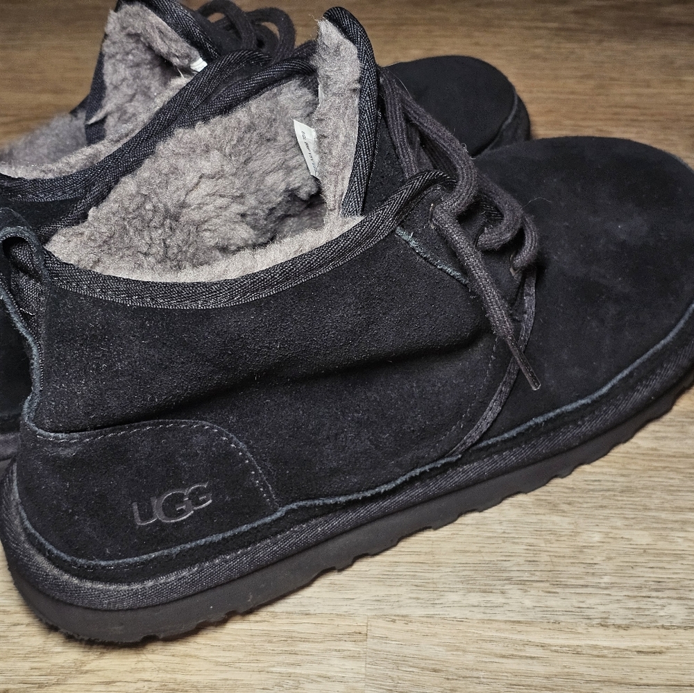 UGG NEUMEL BLACK SUEDE/ SHEEPWOOL WINTER ANKLE BOOTS, MENS US 13
